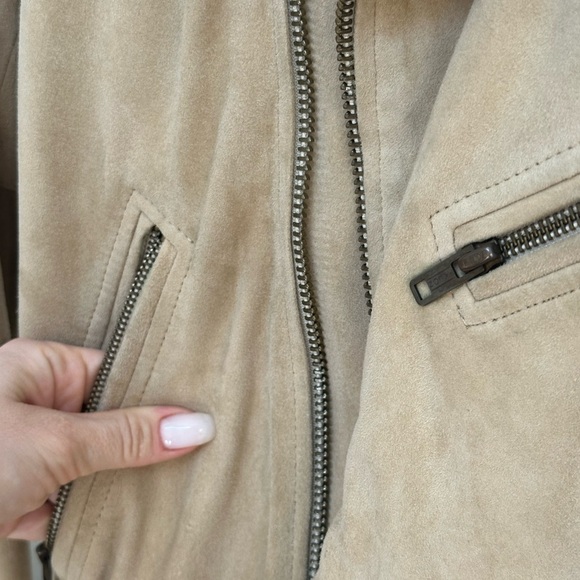 POLO RALPH LAUREN BIKER GOAT SUEDE JACKET BEIGE WOMENS SIZE XL - Picture 7 of 11